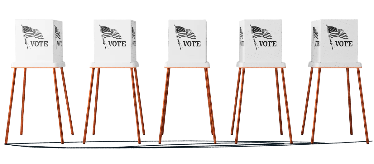 Cinco casillas de votación